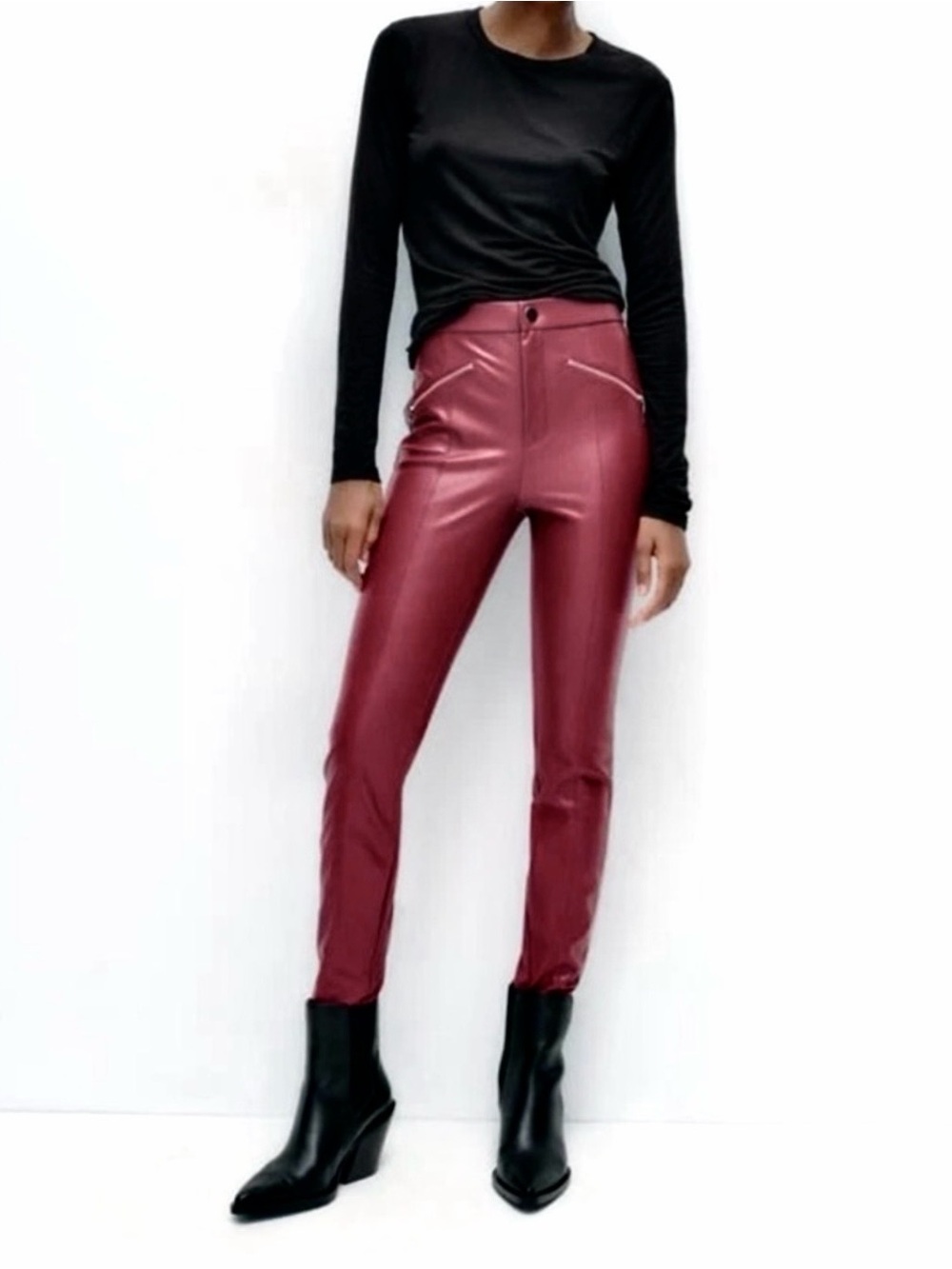 ZARA Zippered Faux Leather Leggings | Size M | NWT